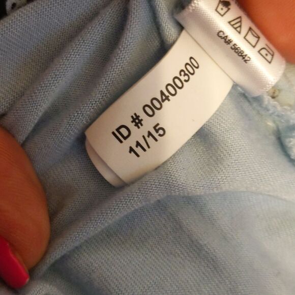 Express flutter sleeve v-neck top, powder blue w/ black paisley print,  size L - Picture 7 of 8